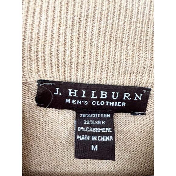 J. Hilburn Sweater Vest Size Medium Tan 1/4 Zip Silk Cashmere Blend Top Golf - Picture 4 of 5